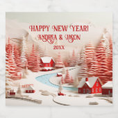 北欧3D冬の風景 スパークリングワインラベル (シングルラベル)