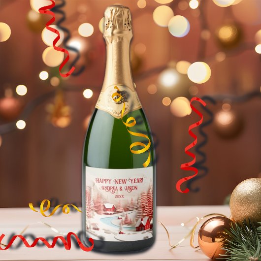 北欧3D冬の風景 スパークリングワインラベル