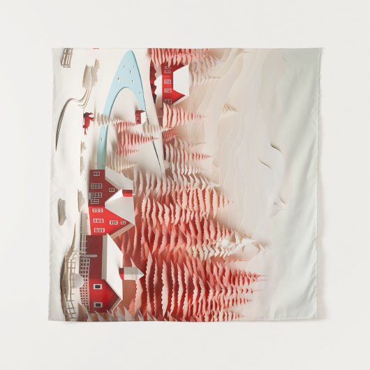 北欧3D冬の風景 タペストリー (正面(横))