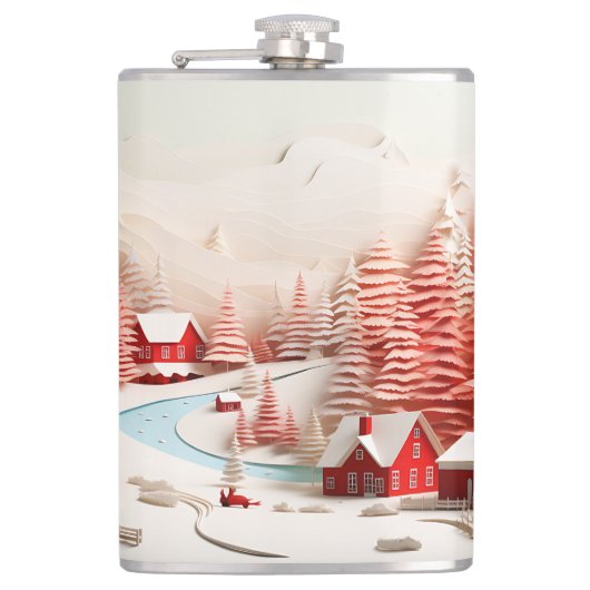 北欧3D冬の風景 フラスク (正面)