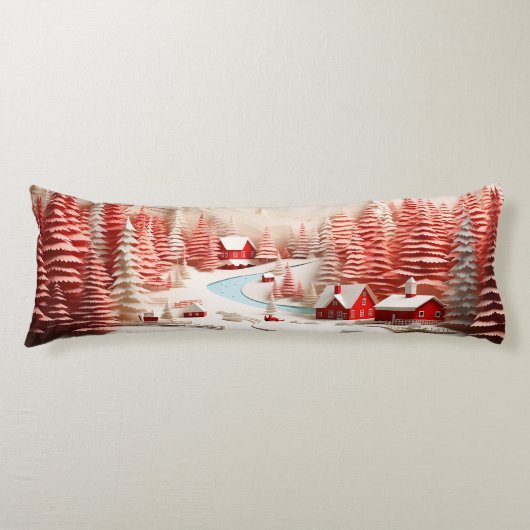 北欧3D冬の風景 ボディピロー (正面)