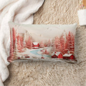 北欧3D冬の風景 ランバークッション (ブランケット)