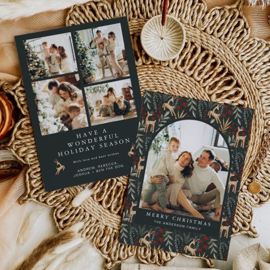 北欧5フォトクリスマスカードボホスカンジホリデー シーズンカード