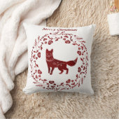 北欧/スカンジクリスマスキツネ。編集可能文字。 クッション (ブランケット)
