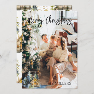 北欧/山写真クリスマスカーパーソナライズされたド シーズンカード