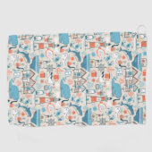 北海のかわいい落書きパターン ゴルフタオル (横)