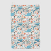 北海のかわいい落書きパターン ゴルフタオル (正面)