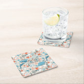 北海のかわいい落書きパターン スクエアペーパーコースター (インサイチュ)