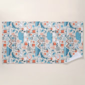 北海のかわいい落書きパターン ビーチタオル (正面)