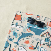 北海のかわいい落書きパターン ビーチタオル (インサイチュ)