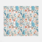 北海のかわいい落書きパターン フリースブランケット (正面(横))