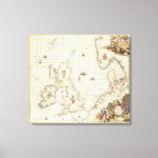 北海の地図， c.1675 キャンバスプリント (正面)
