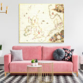 北海の地図， c.1675 キャンバスプリント (インサイチュ (リビング))