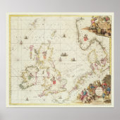北海の地図， c.1675 ポスター (正面)