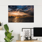 北海の夕日の写真プリント。ノルウェー,アレスンド ポスター (ホームオフィス)