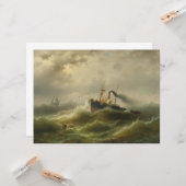 北海の嵐に巻き込まれた蒸気船 カード (正面/裏面インサイチュ)