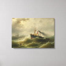 北海の嵐に巻き込まれた蒸気船