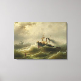 北海の嵐に巻き込まれた蒸気船 キャンバスプリント