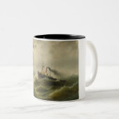 北海の嵐に巻き込まれた蒸気船 ツートーンマグカップ (正面右)