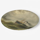 北海の嵐に巻き込まれた蒸気船 ペーパープレート (アングル)