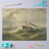 北海の嵐に巻き込まれた蒸気船 薄葉紙 (クラフト)