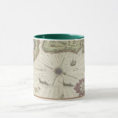 北海アンティークマップ2トーンマグカップ – 緑 マグカップ (中央)