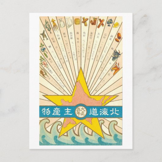 北海道の主要産業 1916年 ヴィンテージ ポストカード (正面)