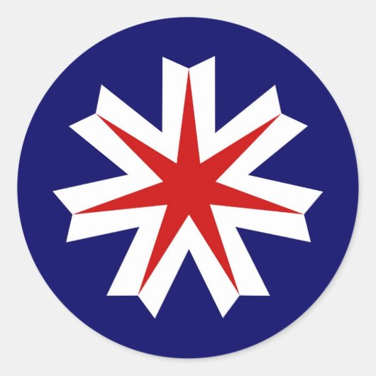 北海道の国の国旗 ラウンドシール (正面)