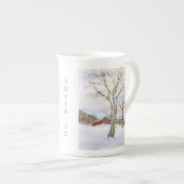 北海道の雪の骨灰磁器の貴重品箱のマグ ボーンチャイナマグカップ (正面右)