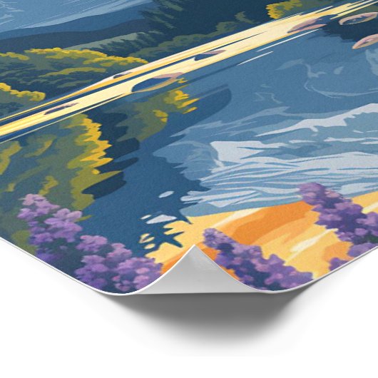 北海道ヴィンテージ芸術旅行イラストレーション ポスター (角)