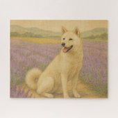 北海道犬と夏のラベンダー畑 / Hokkaido Dog in Lavender Field ジグソーパズル (横)