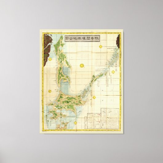 北海道・サハリン・クリル諸島の地図(1854年) キャンバスプリント (正面)