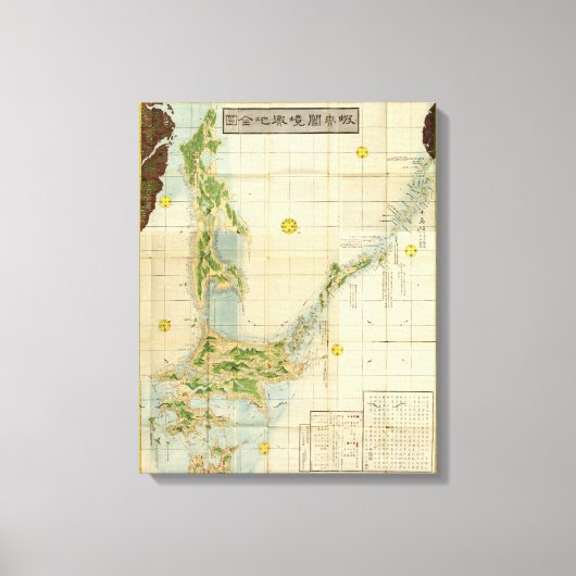 北海道・サハリン・クリル諸島の地図（1854年） キャンバスプリント (正面)