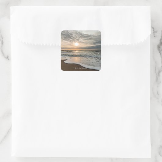 北海、デンマークの絵のように美しい夕日。 スクエアシール (バッグ)