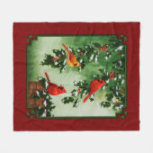 北深紅色とホリーレッド フリースブランケット (正面(横))