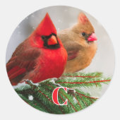 北深紅色インパインツリーファミリーイニシャル ラウンドシール (正面)