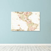 北米および南米の地図 (1680-1742) キャンバスプリント (インサイチュ (ウッドフロア))
