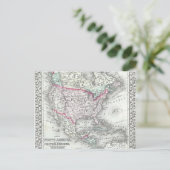 北米と州統一されたアンティークの地図 ポストカード (スタンド正面)