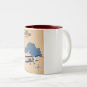 北米のスペリオル湖の地図 ツートーンマグカップ (正面右)
