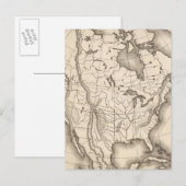 北米の地図 ポストカード (正面/裏面)