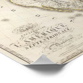 北米の彫刻地図 ポスター (角)