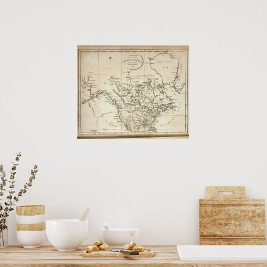 北米の新地図 ポスター (キッチン)