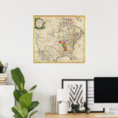 北米の新地図 ポスター (ホームオフィス)