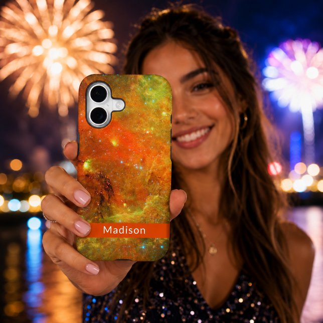 北米の星雲 オレンジ グリーン 名前 iPhone 17  ケース (North America Nebula Orange Green Name iPhone 17 Case-Mate iPhone Case)