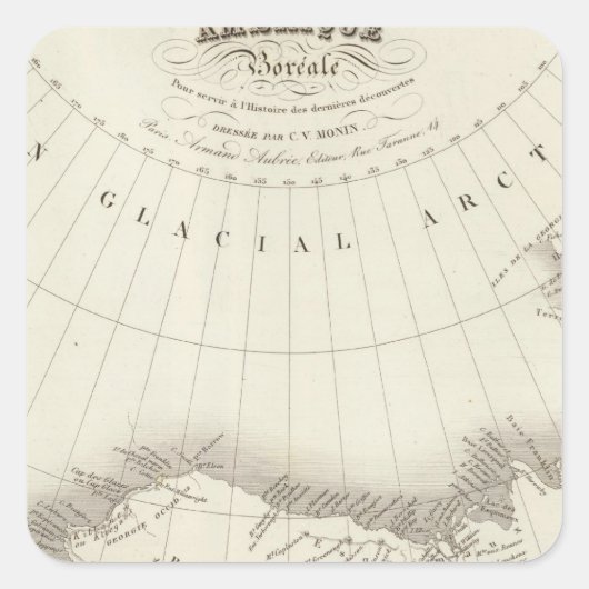 北米の無色地図 スクエアシール (正面)