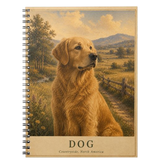 北米の田舎の風景と犬 VINTAGE ノートブック (正面)
