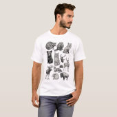 北米の野生動物 ビンテージ エッチング アート Tシャツ (正面フル)