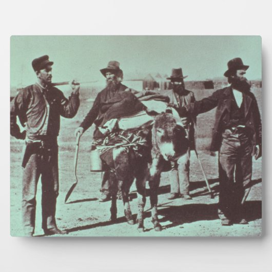 北米の金ゴールド採掘者， c.1849 （b/w写真） フォトプラーク (正面)