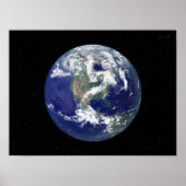北米を中心とした完全に照らされた地球 ポスター (正面)