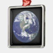 北米を中心とした完全に照らされた地球 メタルオーナメント (左)